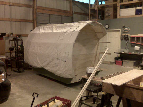 We covered it with a tarp just to see the general shape.